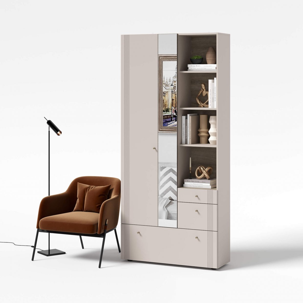 Вешалка с зеркалом Одетта (ВШ1) в Игарке - mebel154.com